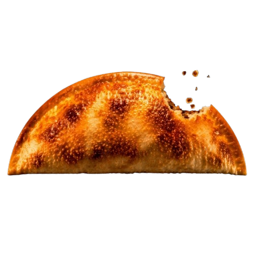 Montaña Black Bean Large Handmade Empanadas Half-eaten empanada with a bite taken out of it on a transparent background
