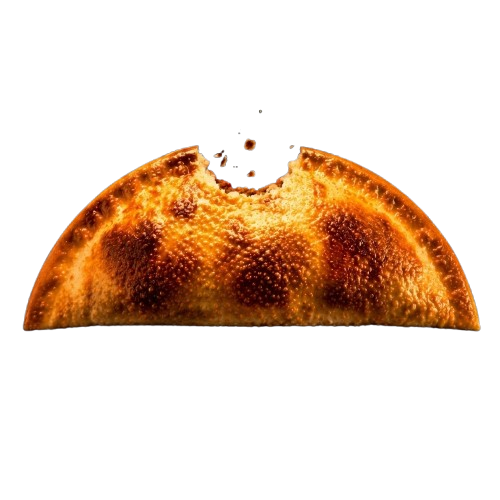 Petagonian Reserve Elk Handmade Empanada Half-eaten crust on a transparent background